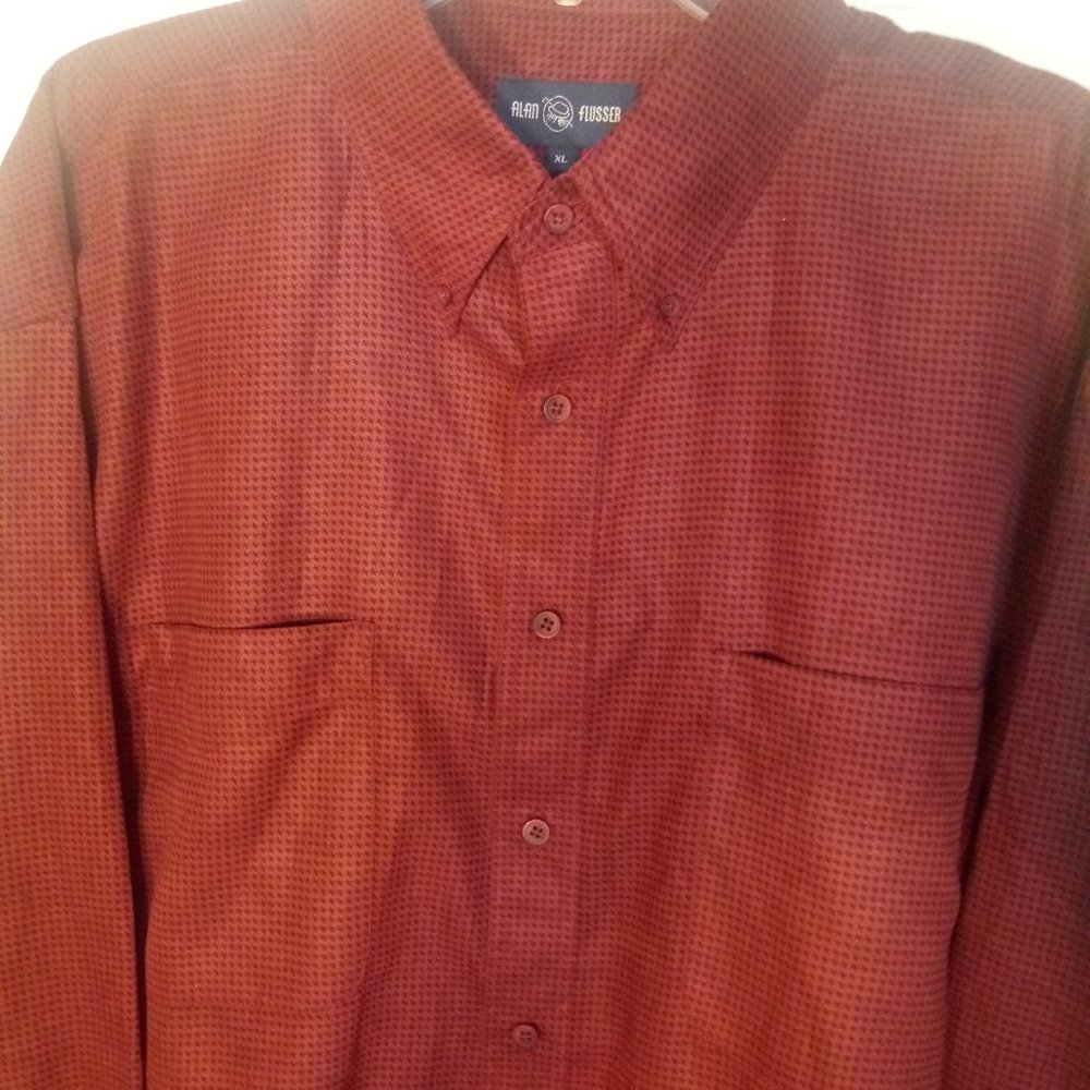 Alan Flusser Men's Maroon Long Sleeve Shirt Sz. XL‎
